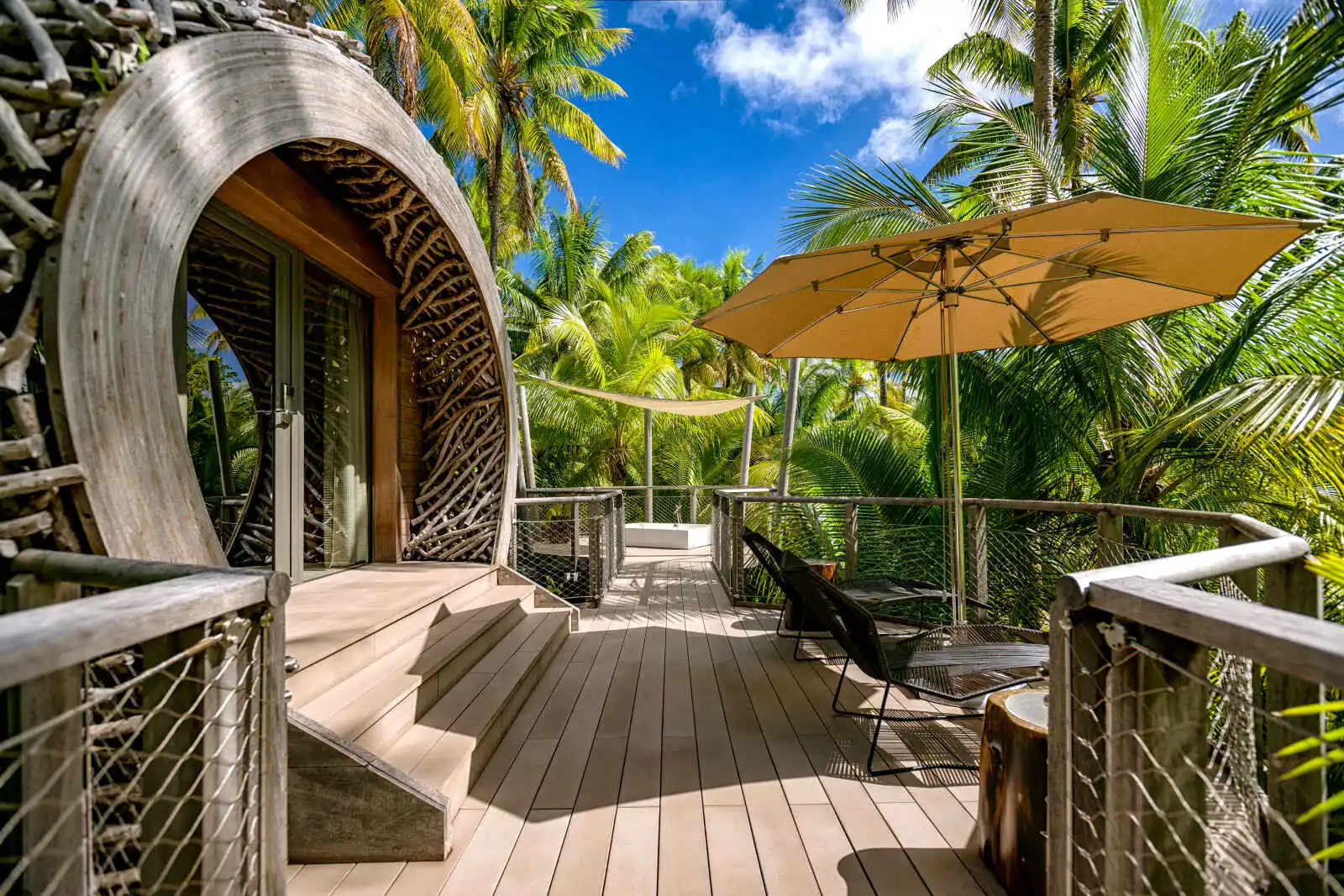 Entrée du spa de l'hôtel, The Brando, île de Tetiaora