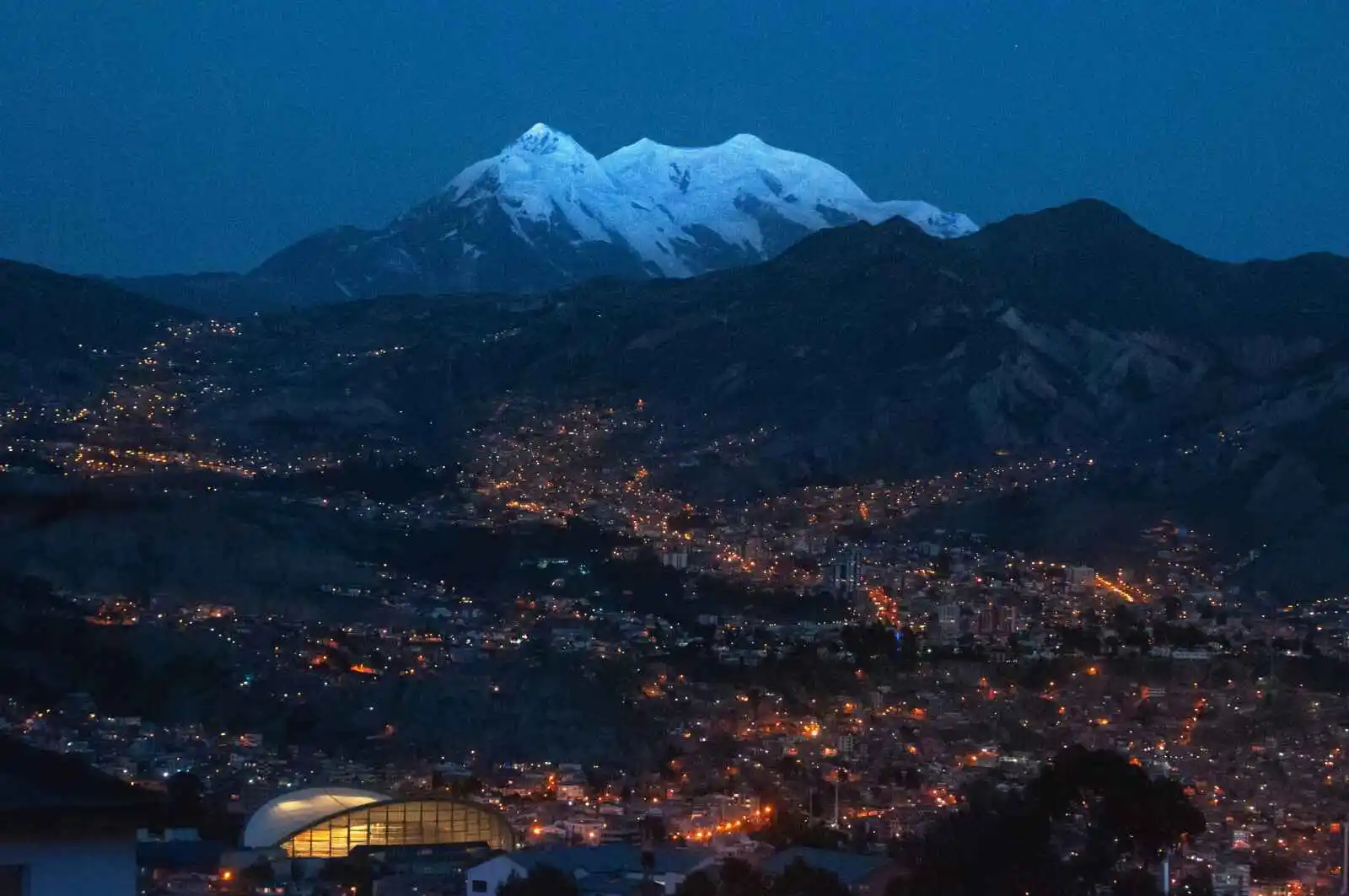 Vue sur La Paz de nuit, Bolivie