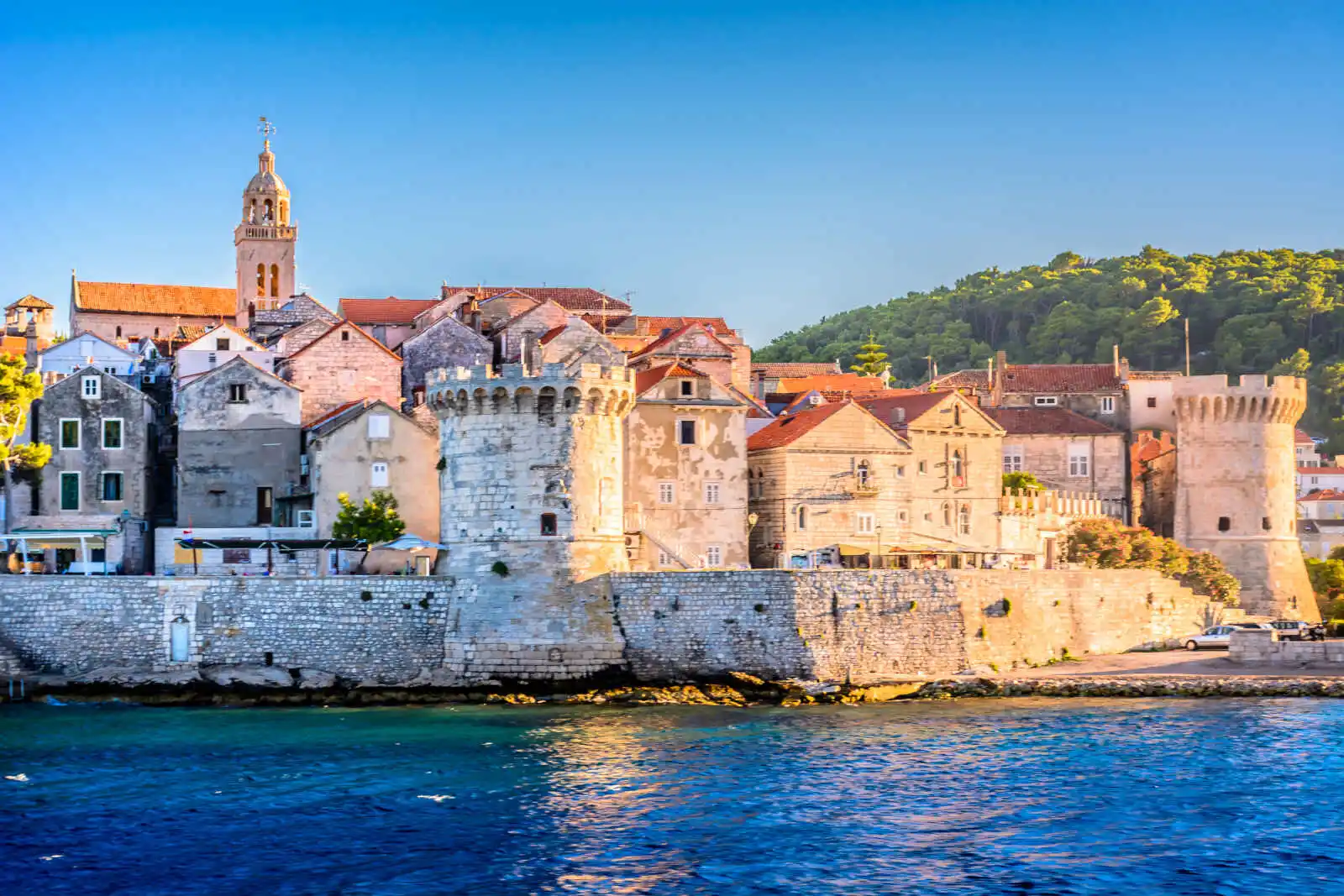 Front de mer, Vieille ville, Île Korčula, Croatie