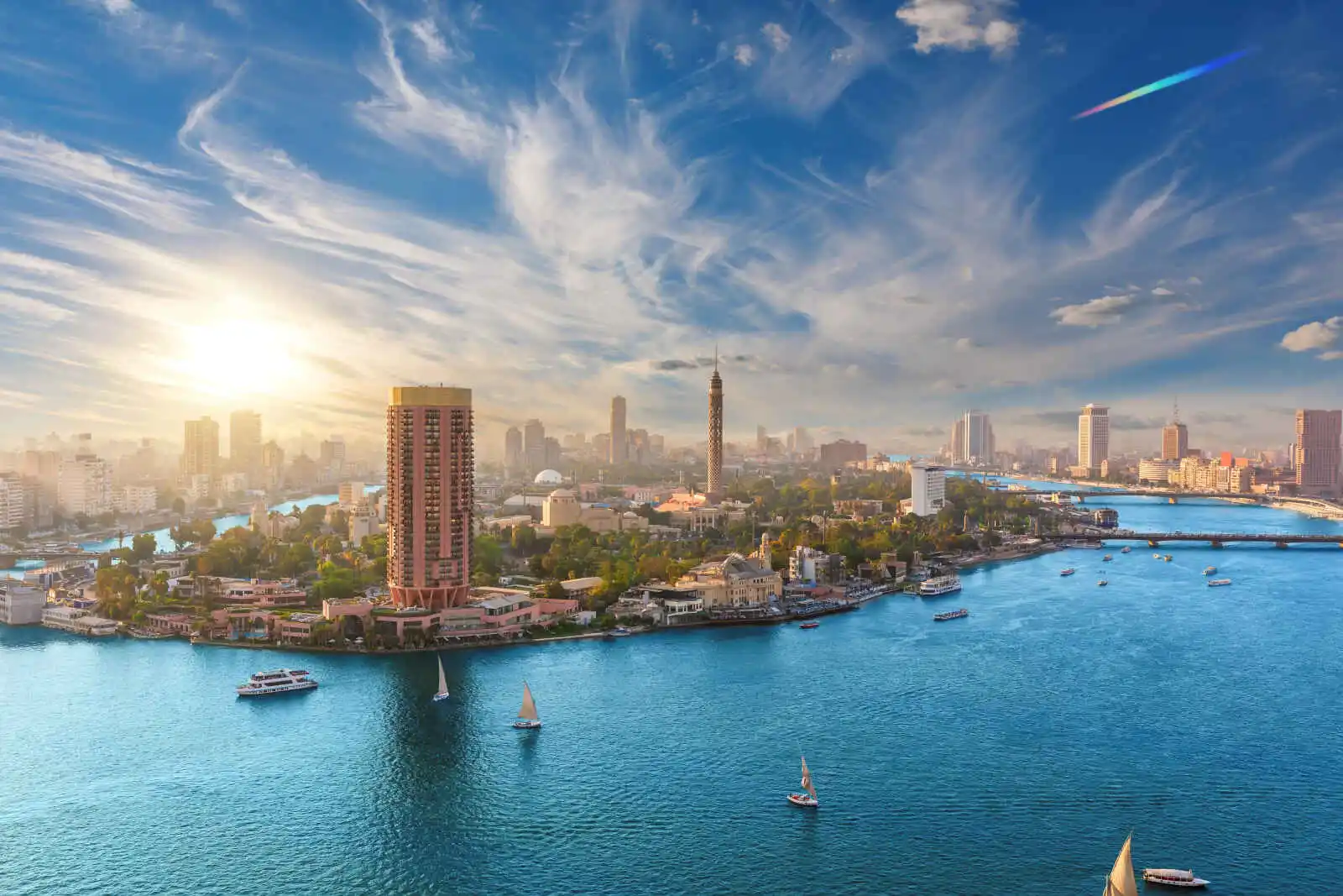 Vue sur l'île de Gezira, Caire, Egypte