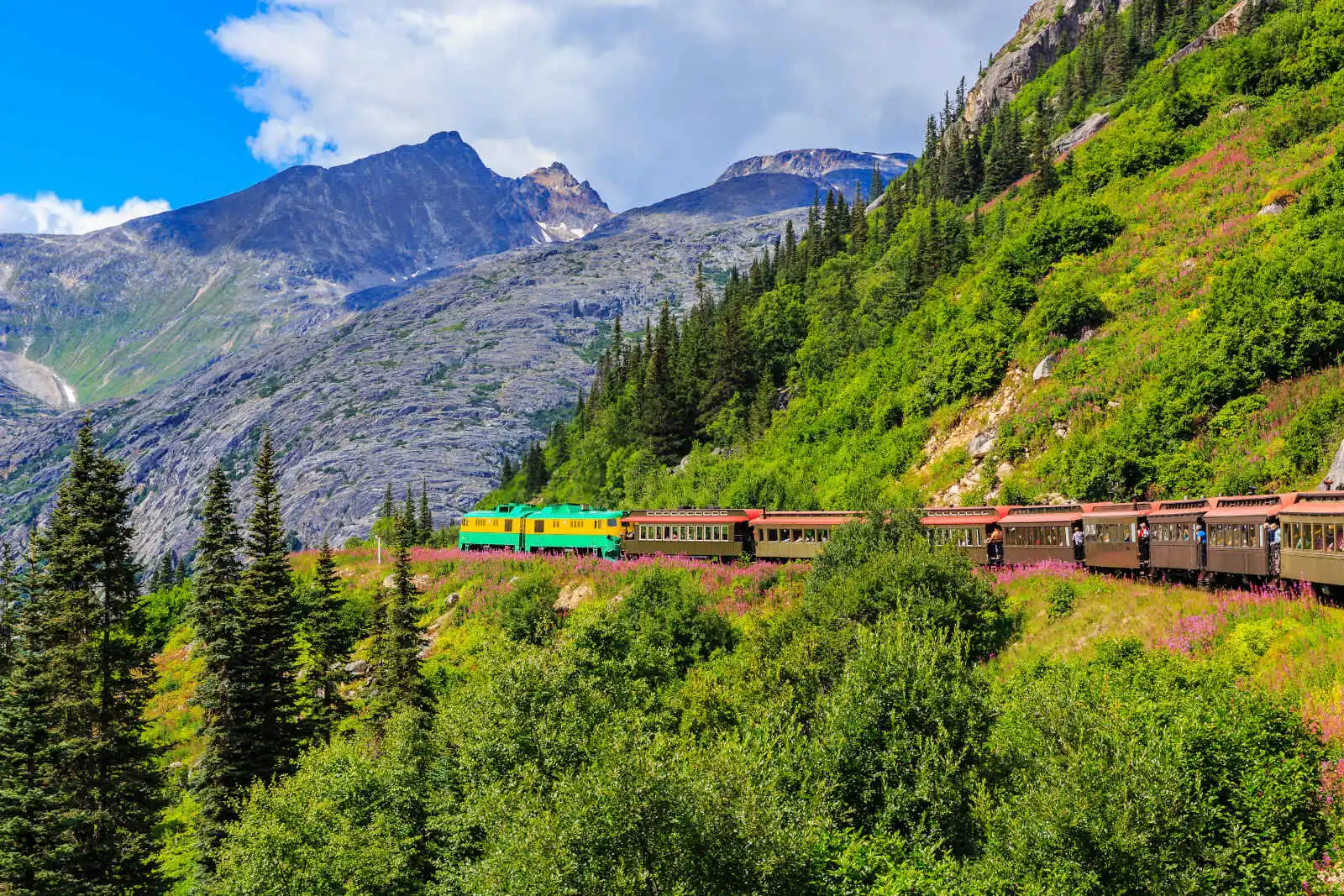 Train sur la route Yukon à Skagway, Alaska, États-Unis