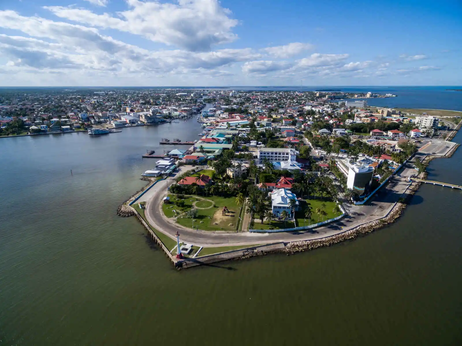 Vue aérienne, Belize City, Belize