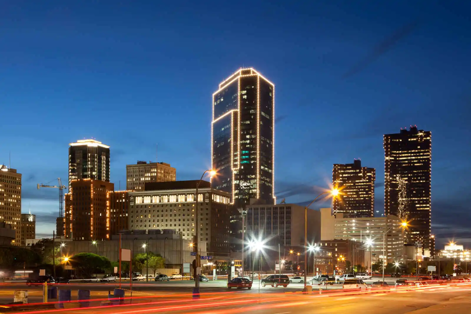Fort Worth de nuit, Texas, Etats-Unis