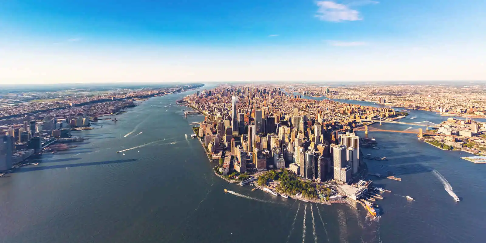 Vue aérienne de Manhattan et de la rivière Hudson, New York City, États-Unis