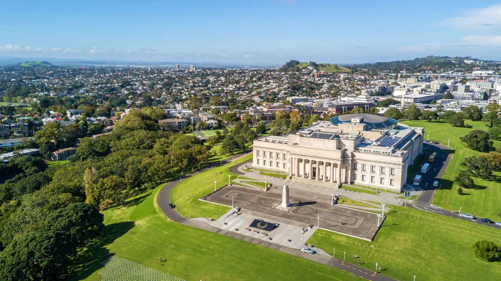 Vue aérienne Musée du mémorial de guerre d'Auckland, Auckland, Nouvelle-Zélande