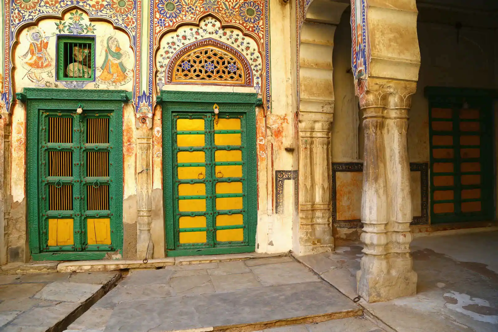 Cour d'un haveli, Mandawa, Shekhawati, Rajasthan, Inde