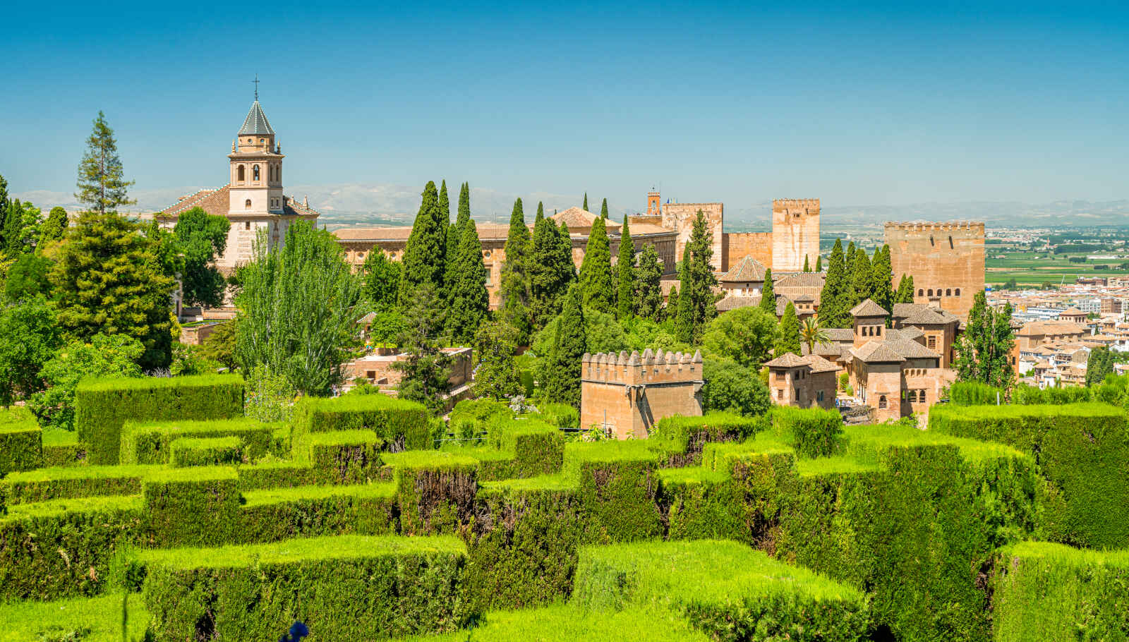 Vue du palais de l'Alhambra Palace des jardins du Generalife, Grenade, Espagne