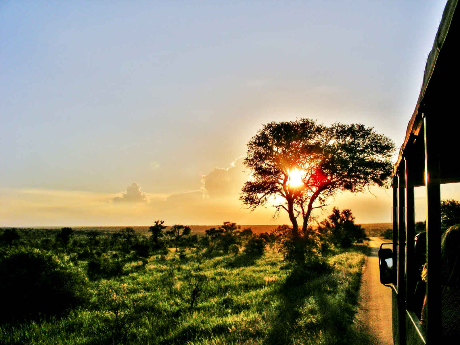 Coucher de soleil, Parc Kruger, Afrique du Sud