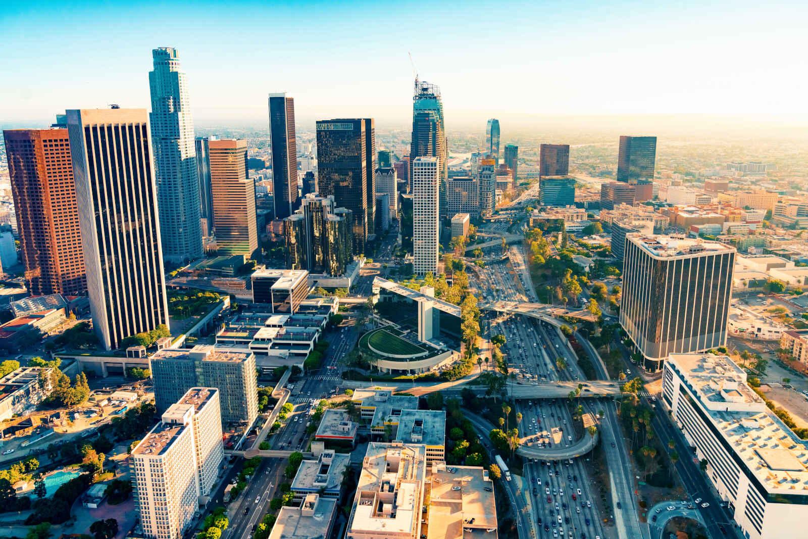 Vue aérienne de downtown Los Angeles, Californie, États-Unis