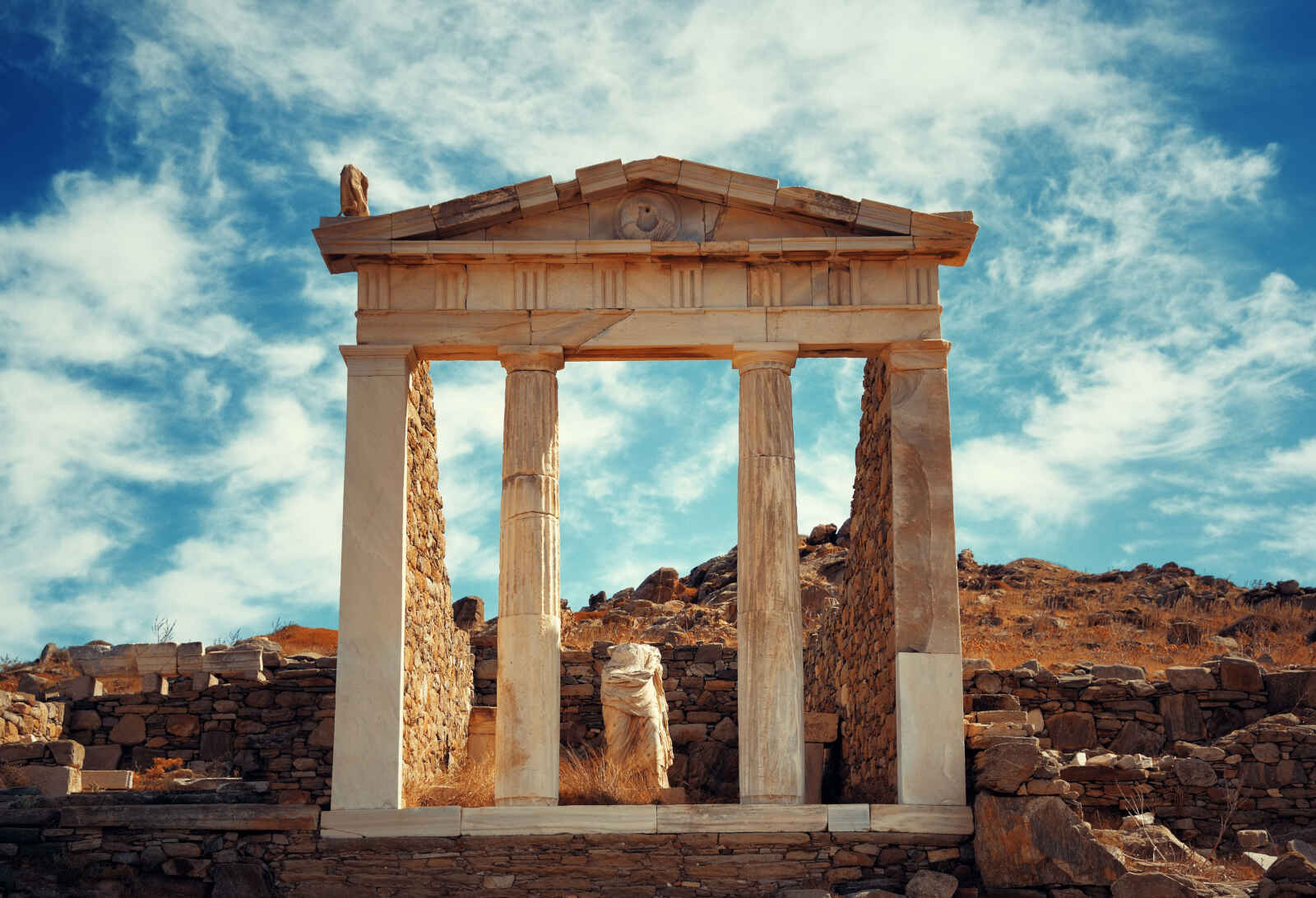 Temple (ruines historiques), Delos, Cyclades, Grèce